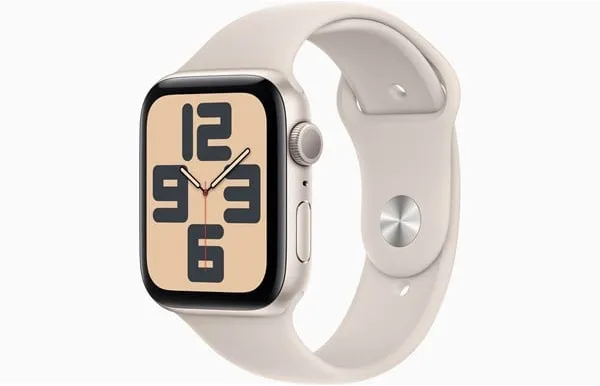 Apple Watch SE GPS 44mm - Starlight Hliníkové pouzdro se sportovním řemínkem Starlight - M/L